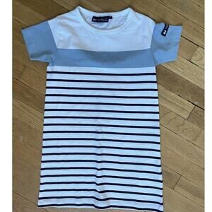 NWOT HUBLOT Striped A-Line Girls Dress in White & Navy Size 6y
